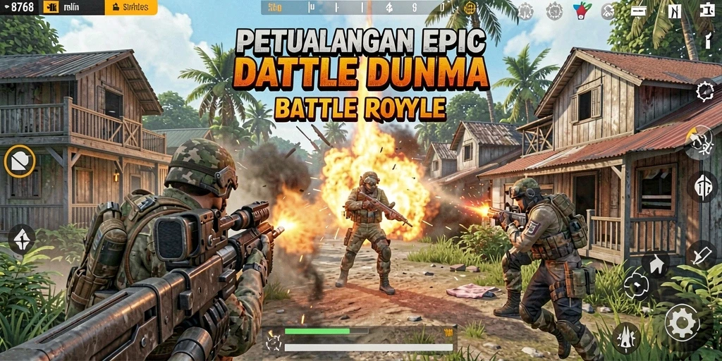 Tampilan gameplay mendebarkan dari 8768 dalam Battle Royale.
