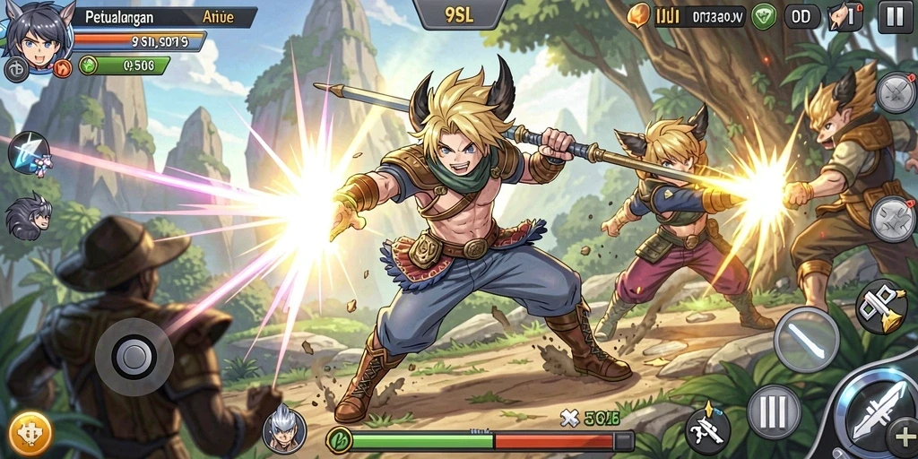 Gameplay seru dan grafis fantastis dalam 9SL yang penuh aksi.