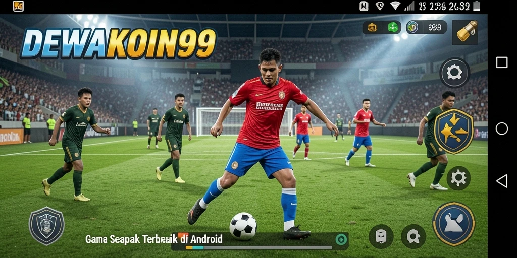 Tampilan gameplay menegangkan dalam DEWAKOIN99 di lapangan sepak bola.