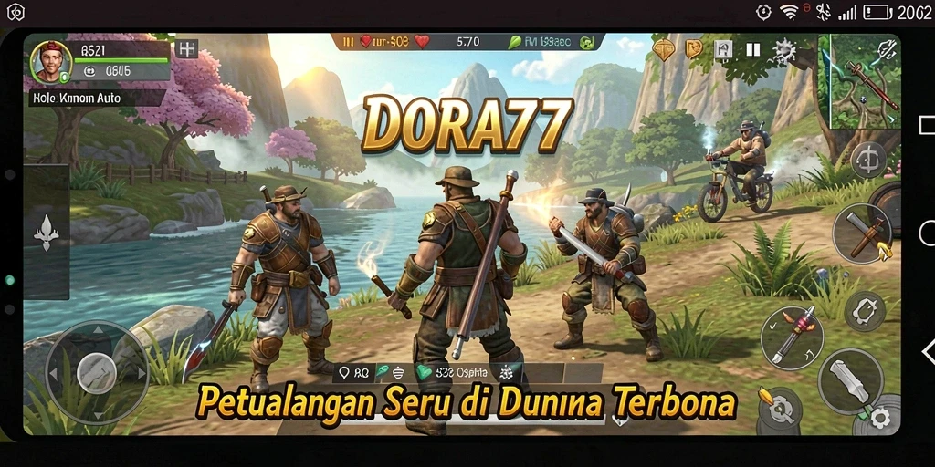 Screenshot gameplay DORA77 yang menunjukkan dunia terbuka yang menakjubkan.