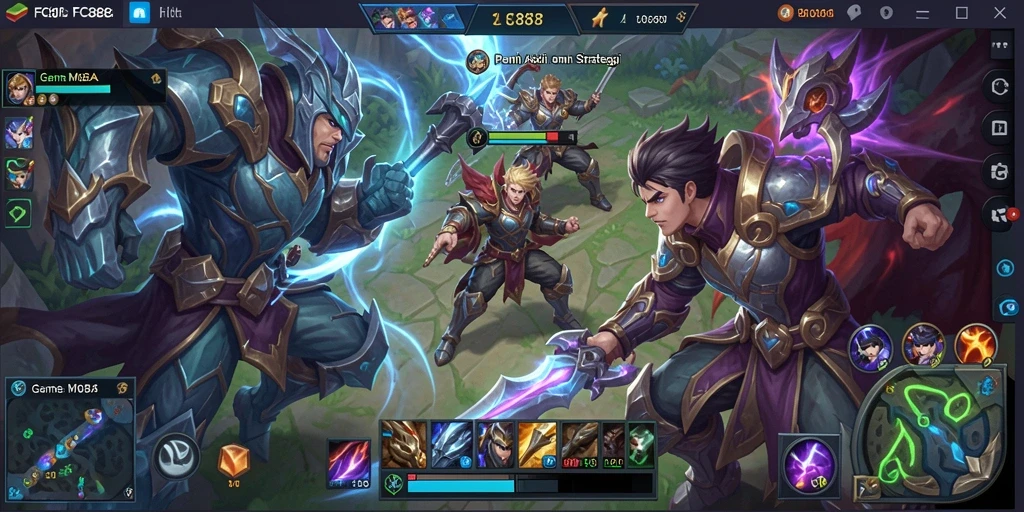 Tampilan seru saat bertarung dalam game MOBA FC888.