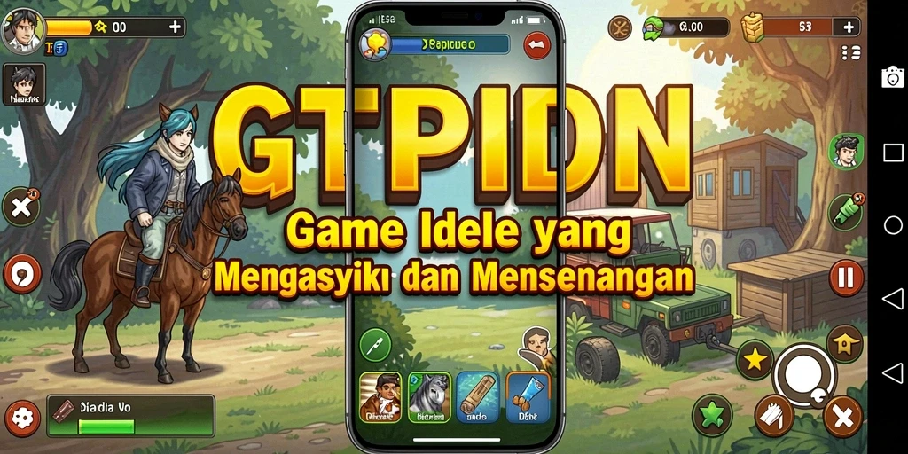 Screenshot utama menampilkan gameplay Idle yang menarik dengan karakter yang ceria.