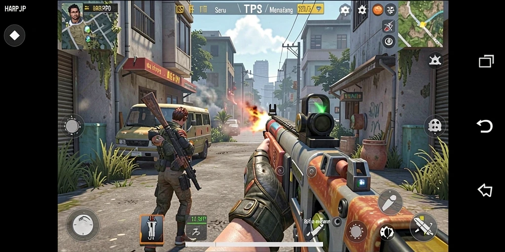 Screenshot menunjukkan aksi seru dalam gameplay HARAPJP.