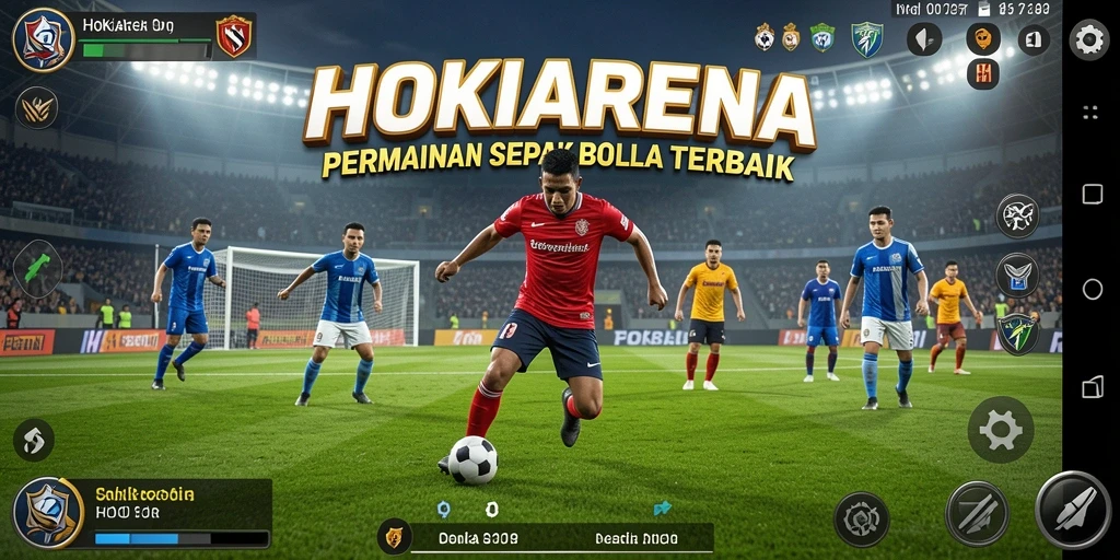 Tampilan gameplay HOKIARENA yang mendebarkan saat pertandingan sepak bola.