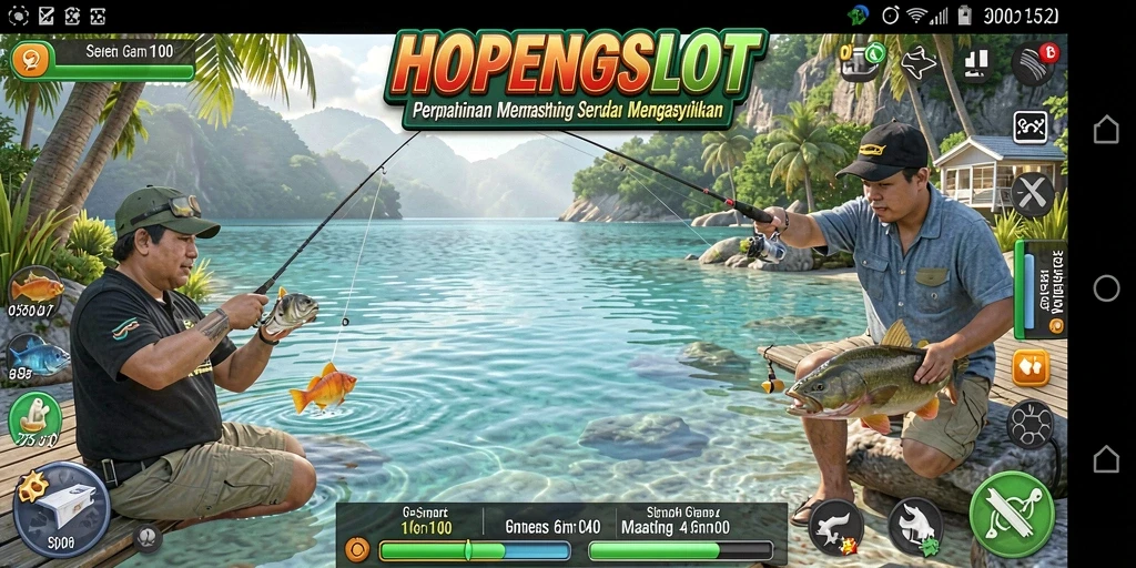 Screenshot gameplay HOPENGSLOT yang menampilkan aksi memancing seru.
