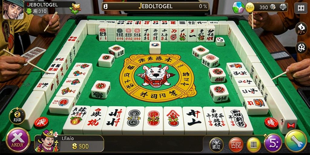 Tampilan gameplay menarik dari JEBOLTOGEL dengan desain ubin Mahjong yang indah.
