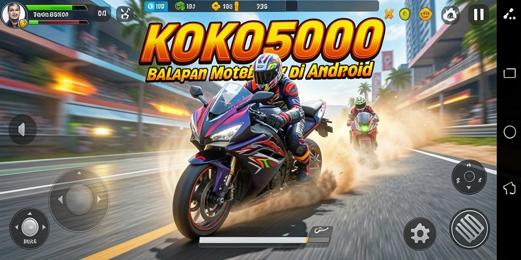 Tampilan gameplay KOKO5000 dengan balapan motor yang menegangkan.