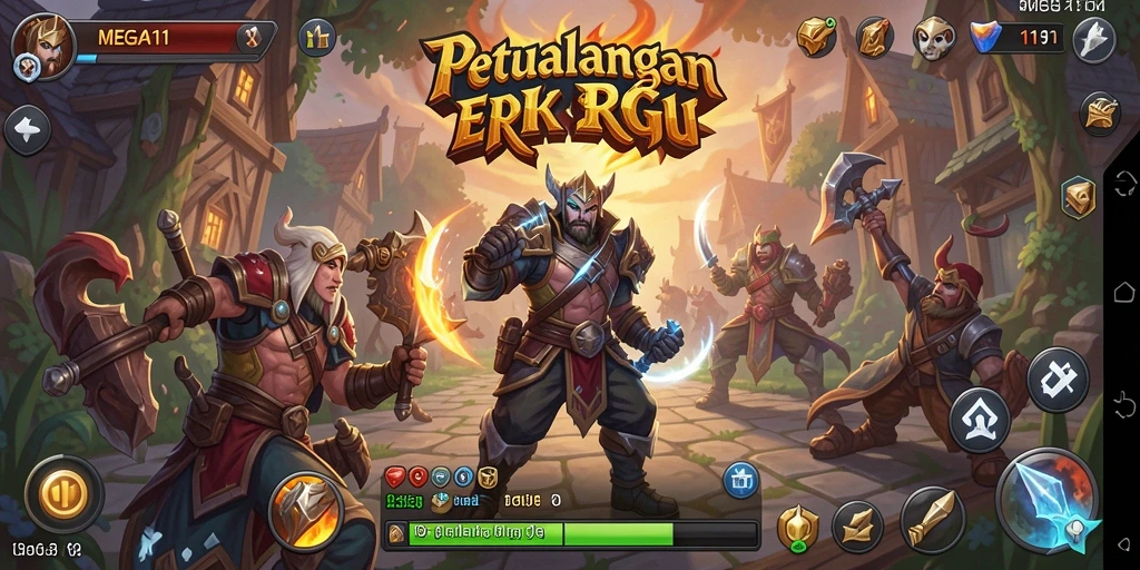 Screenshot gameplay MEGA111 yang menunjukkan petualangan seru di dunia RPG.