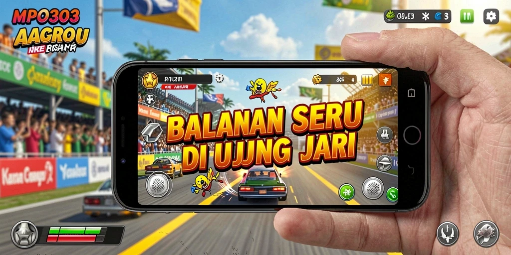 Tampilan utama gameplay MPO303 dengan mobil balap yang melaju kencang.