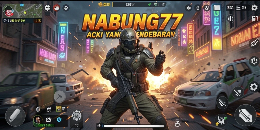 Tangkapan layar menampilkan aksi mendebarkan dalam NABUNG77.