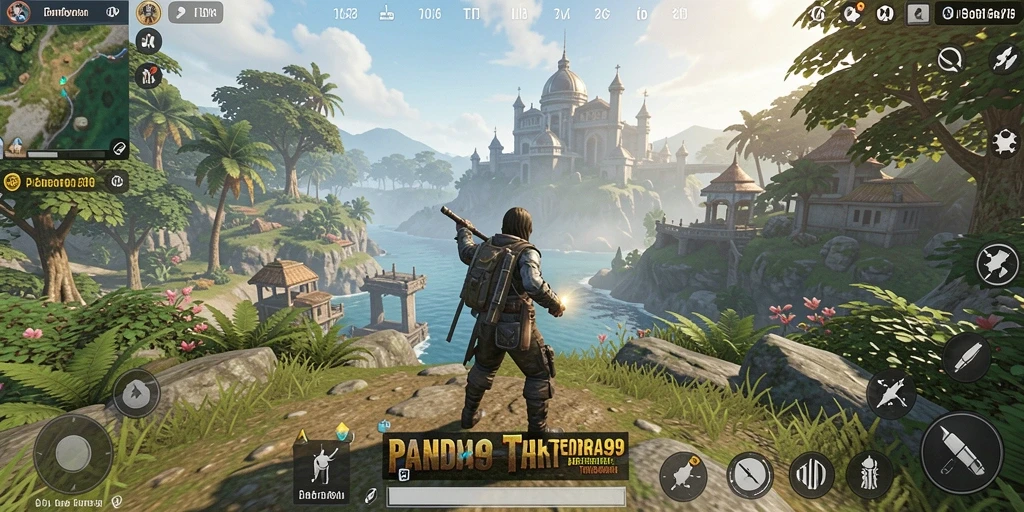 Screenshot gameplay PANDORA99 menampilkan eksplorasi dunia terbuka yang menawan.