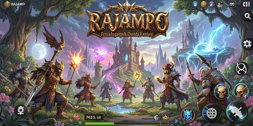Tampilan utama gameplay RAJAMPO yang menakjubkan dan menarik.