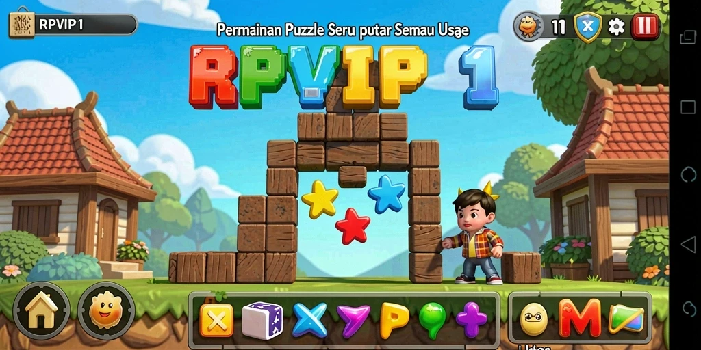 Screenshot gameplay RPVIP1 menampilkan puzzle yang menantang dan desain yang menarik.