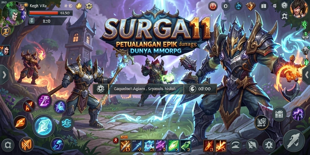 Tangkapan layar SURGA11 yang menampilkan pertarungan seru dalam dunia MMORPG.
