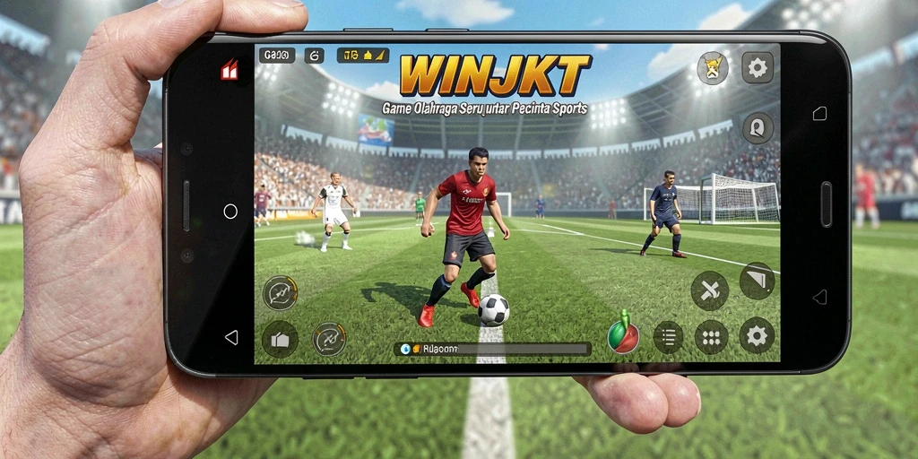 Screenshot gameplay WINJKT yang mendebarkan dengan aksi olahraga.